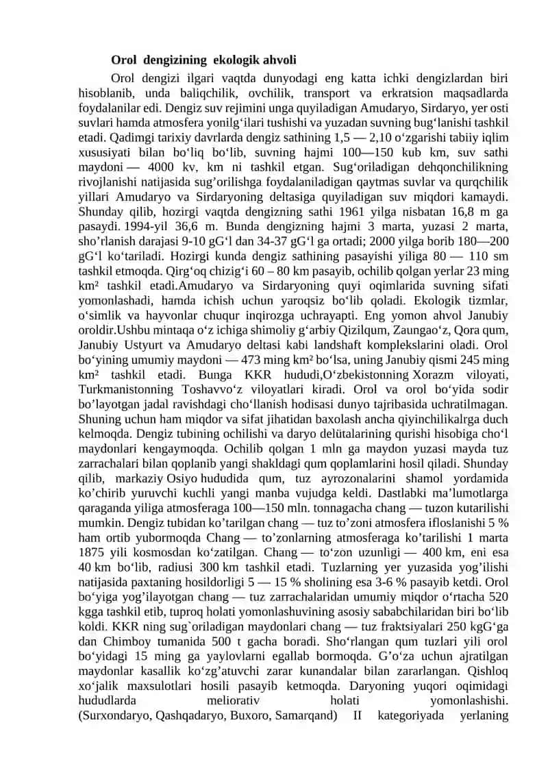 Orol dengizi ekologik ahvoli 2