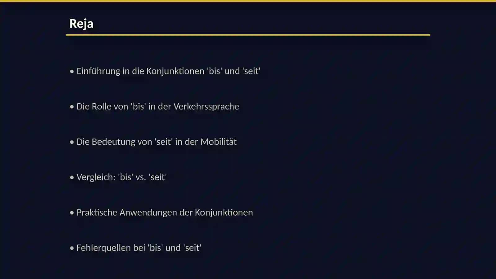 Mobilitat und Verkehr konjunktionen bis,seit 2