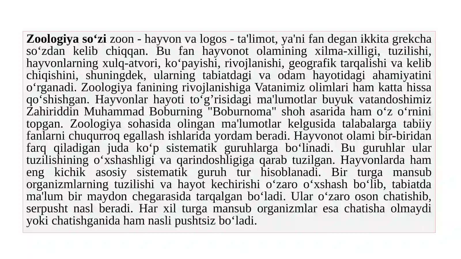Hayvonot olamining xilma xilligi 2