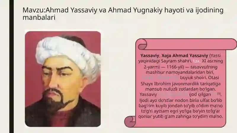 Ahmad Yassaviy va Ahmad Yugnakiy hayoti va ijodining manbalari 2