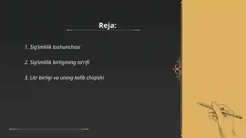 Sig‘imlilik va uning o‘lchash birligiga xos TIMSS topshiriqlar ishlab chiqish 2