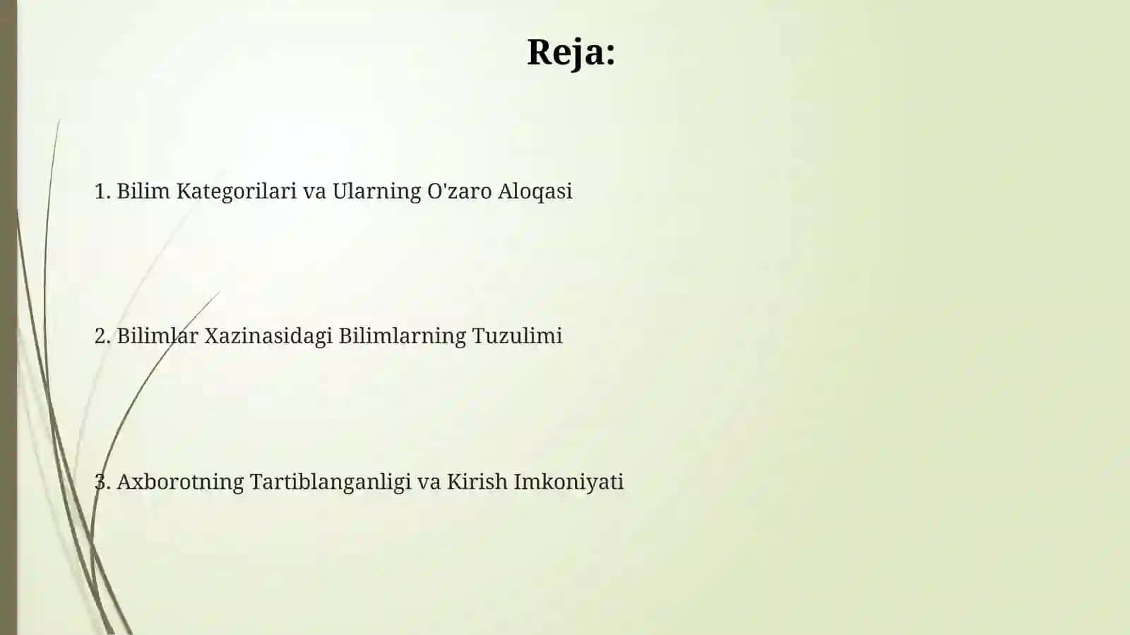 Bilimlar omborida bilimlarning tuzilishi 2