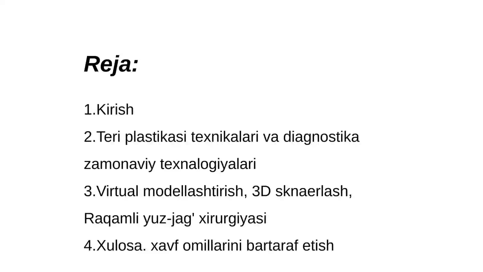 Yuzdagi plastik operatsiyalar xususiyatlari Virtual modellashtirish, 3D sknaerlash, Raqamli yuz-jag' xirurgiyasi 2