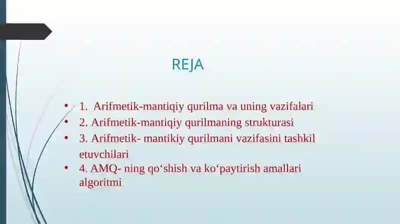 Arifmetik-mantiqiy qurilma vazifasi 2