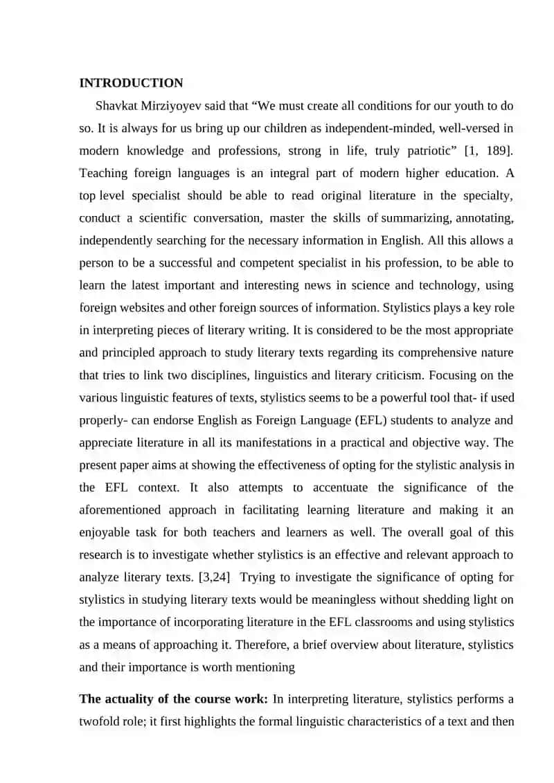 Stylistics in English Literature Course Paper 2