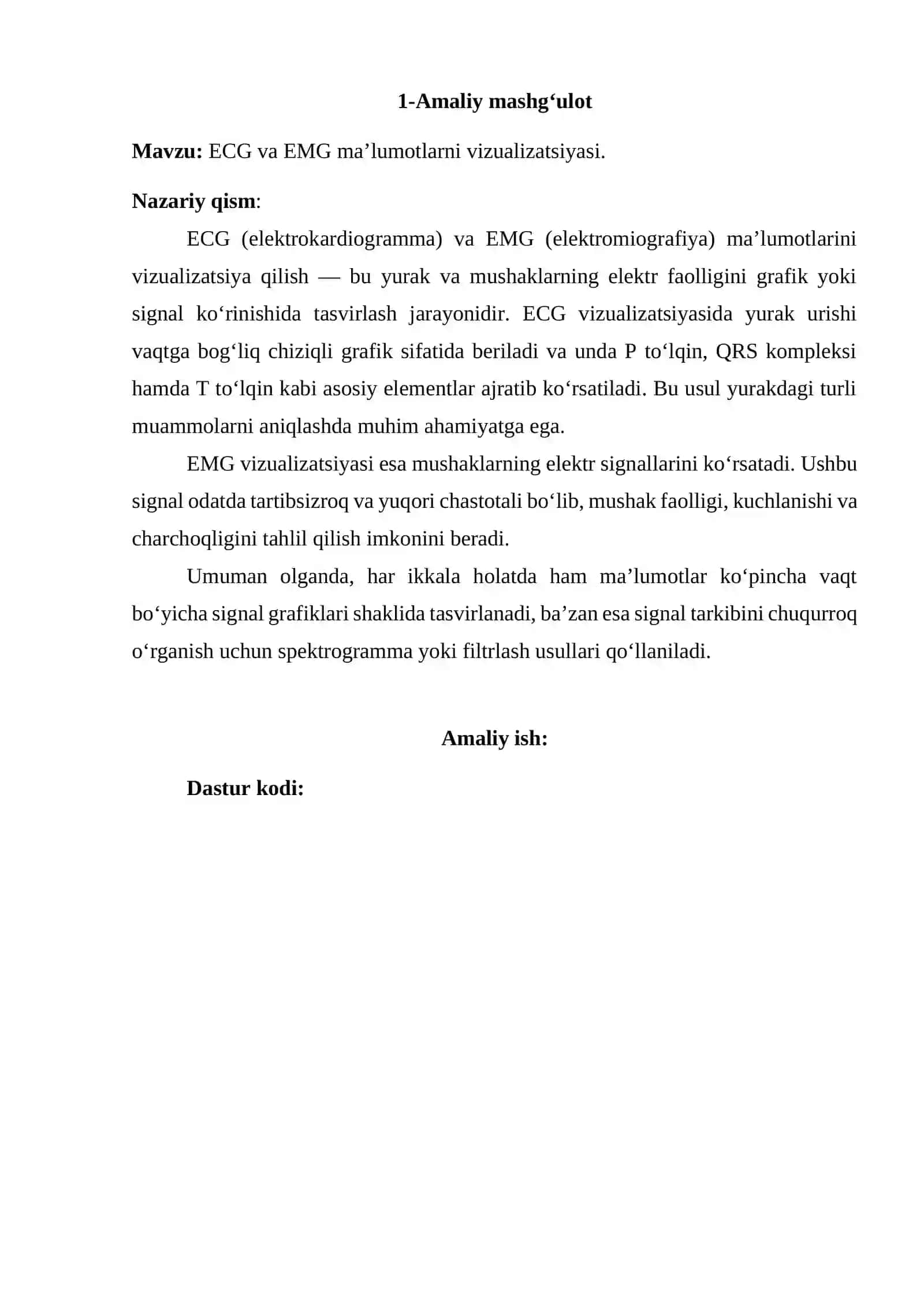 ECG va EMG ma’lumotlarni vizualizatsiyasi 2