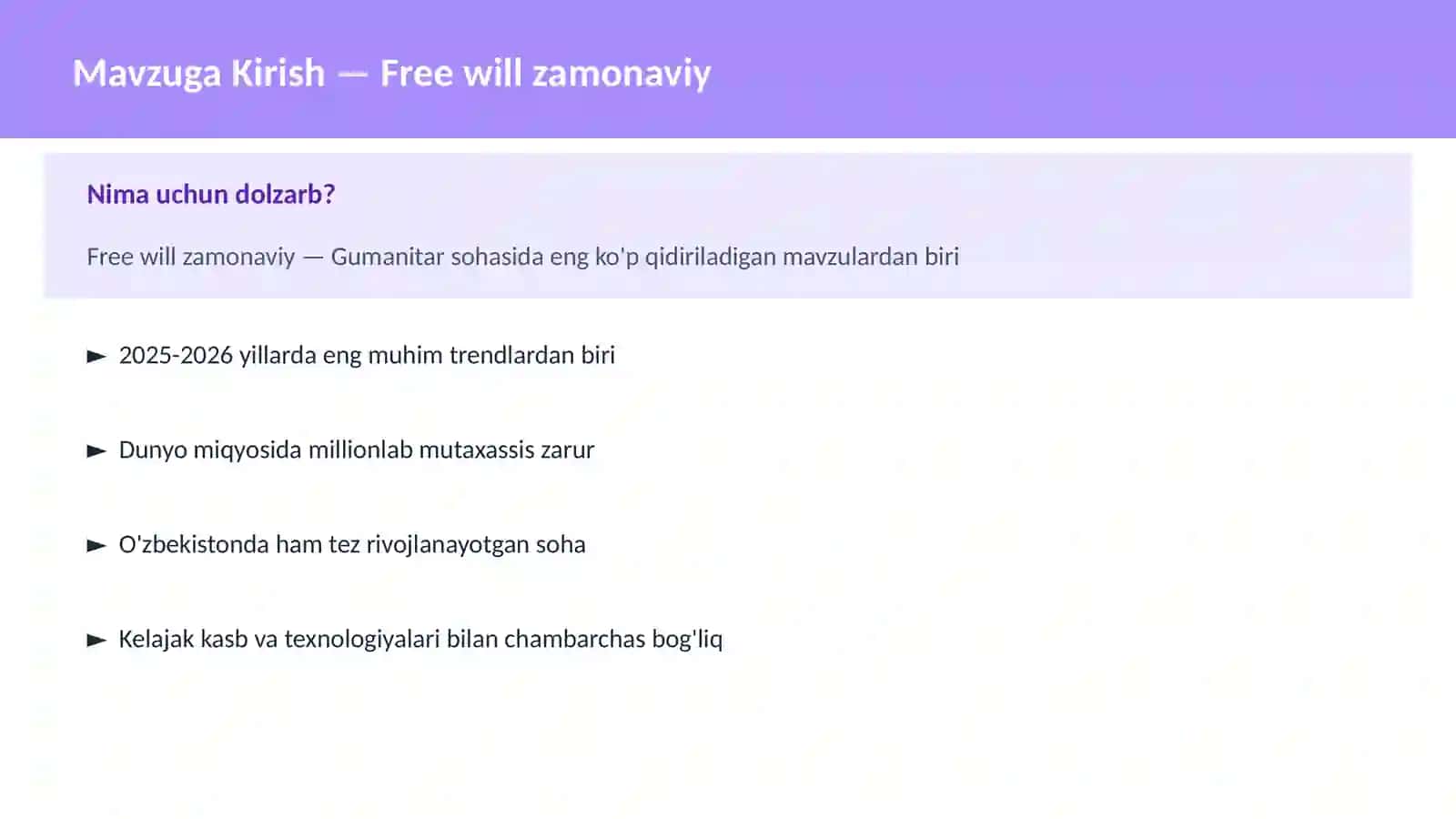 Free will zamonaviy 2