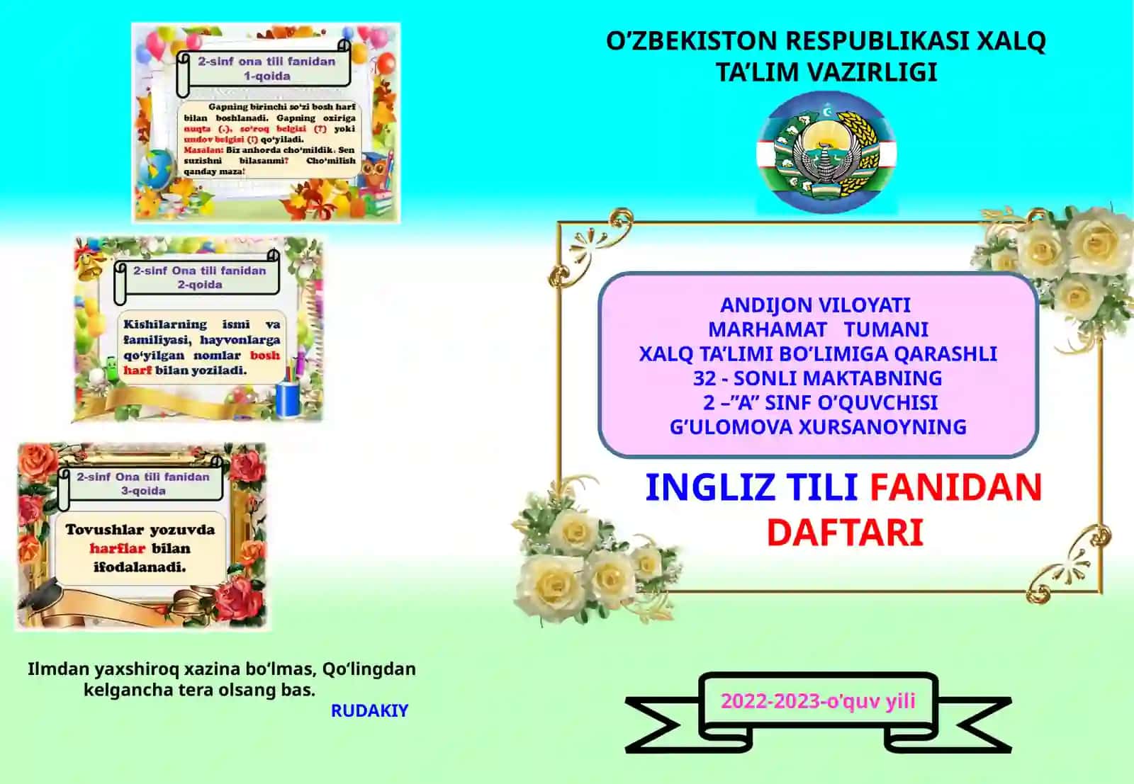 RUDAKIY YOZUV DAFTARI 2