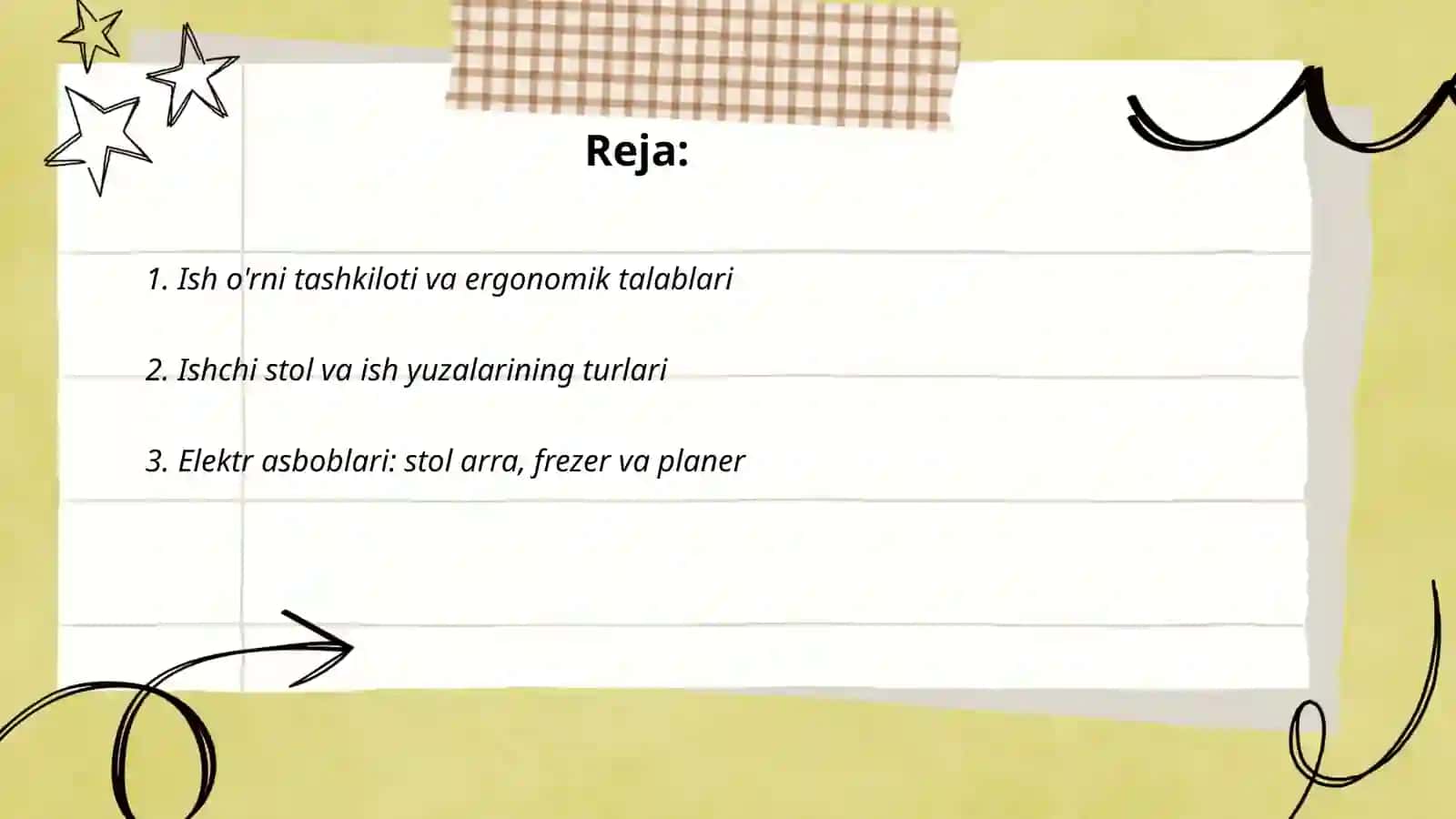 Ish o'rni va jihozlari 2