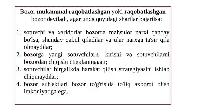 Raqobatlashgan bozor va uning taklifi 2