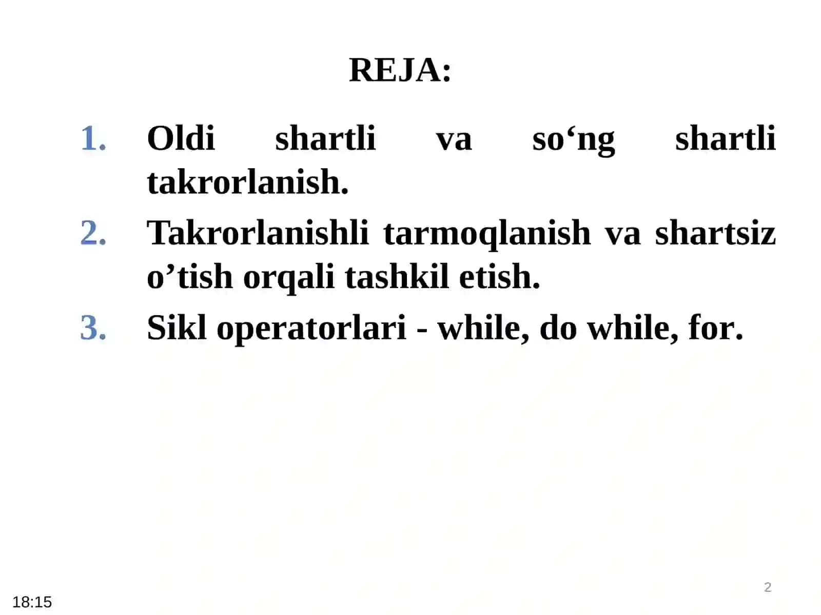 Mantiqiy dastur tuzilmasi 2