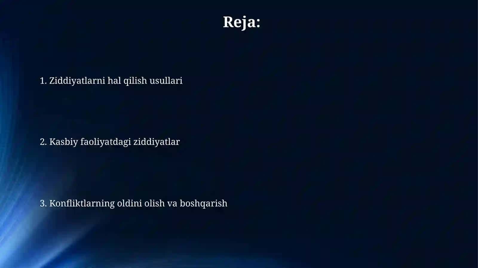 Kasbiy faoliyatdagi konfliktlarvaularni 2