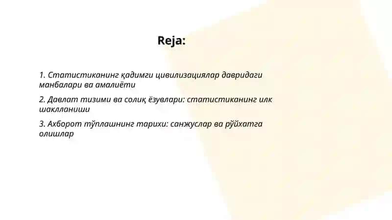 статисткани пайдо болиши ва ривожланши 2