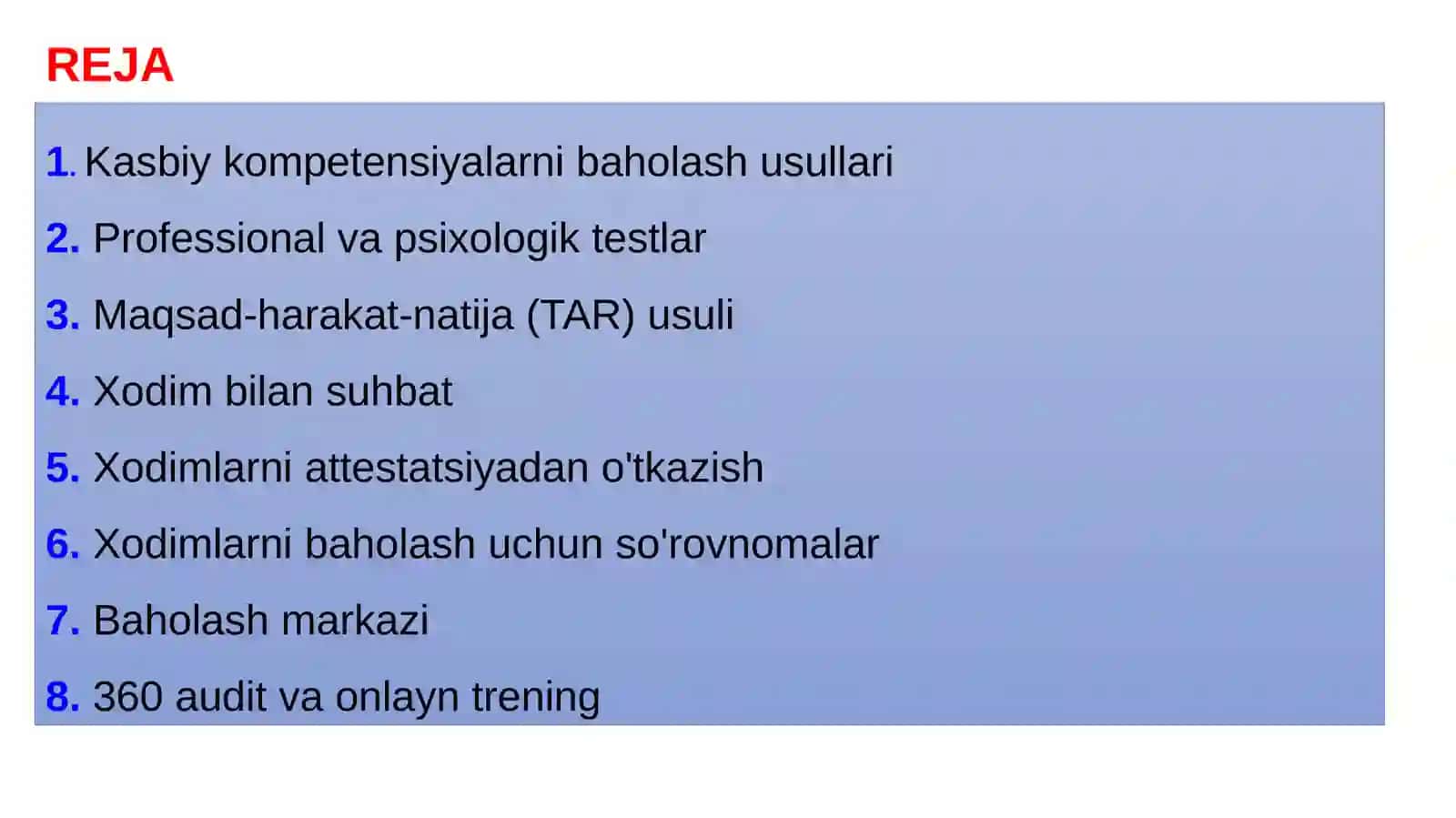 Kasbiy kompetensiyalarni baholash usullari 2