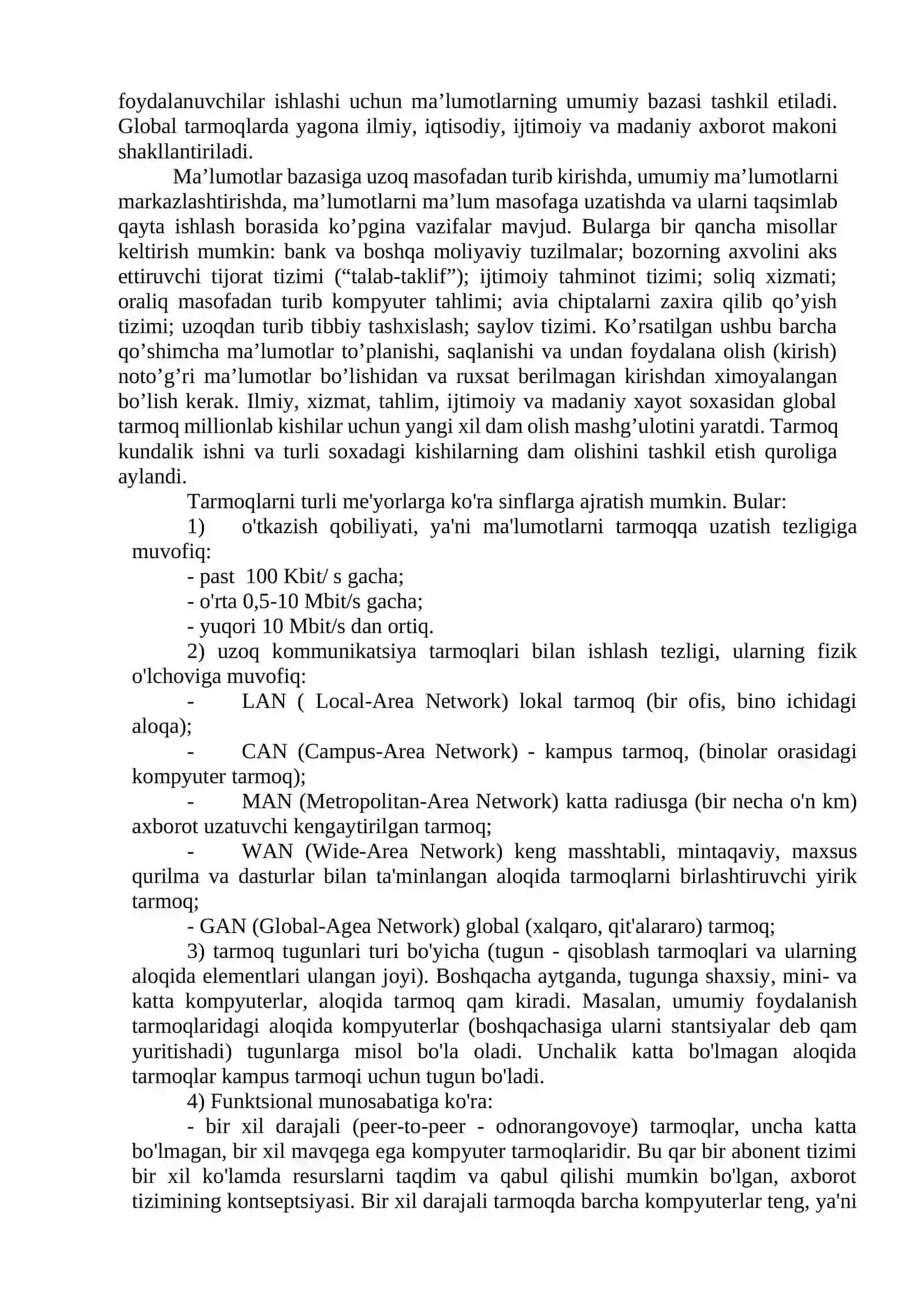 Ma’ruza 6. Kompyuter tarmoqlari 2