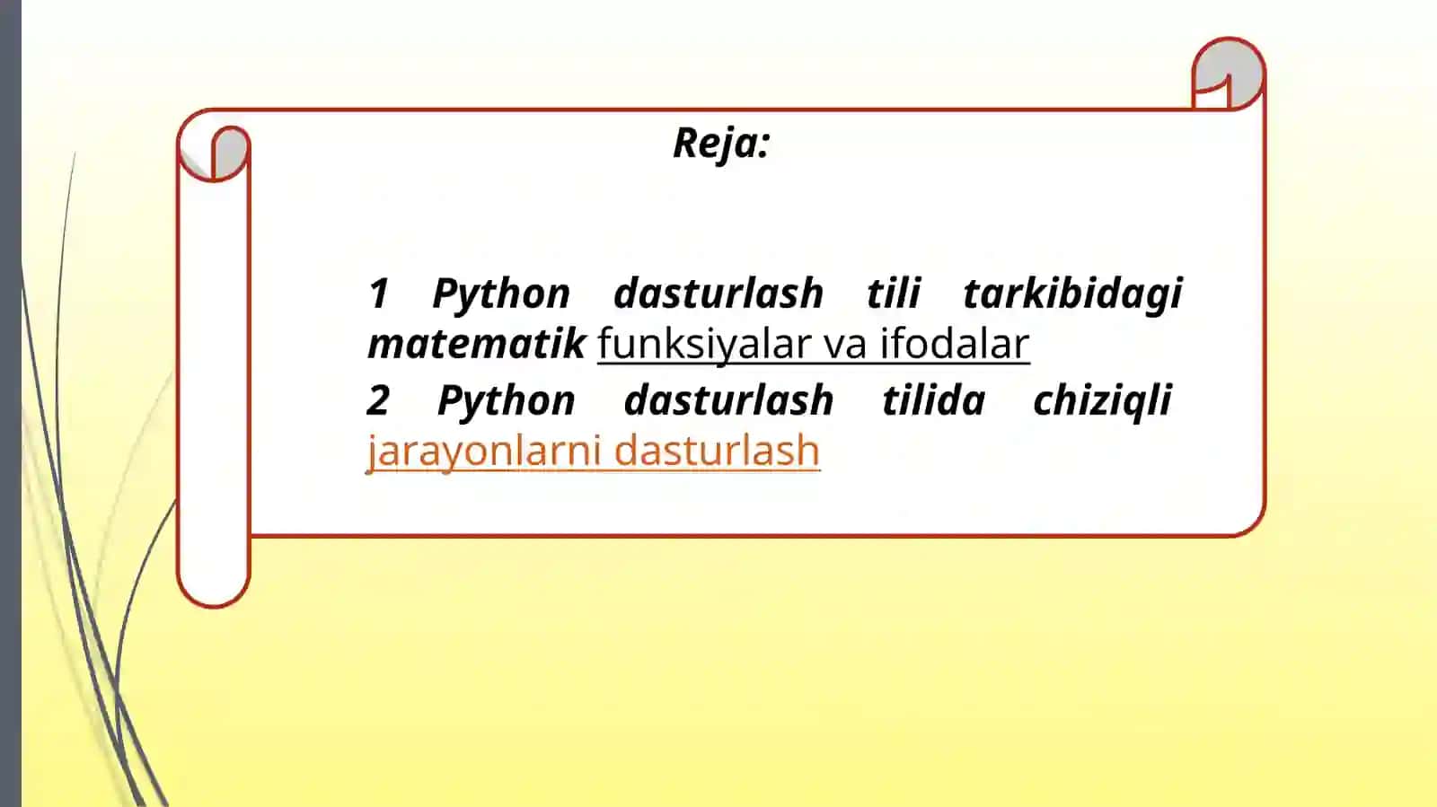 Python dasturlash tili tarkibidagi matematik funksiyalar va ifodalar 2