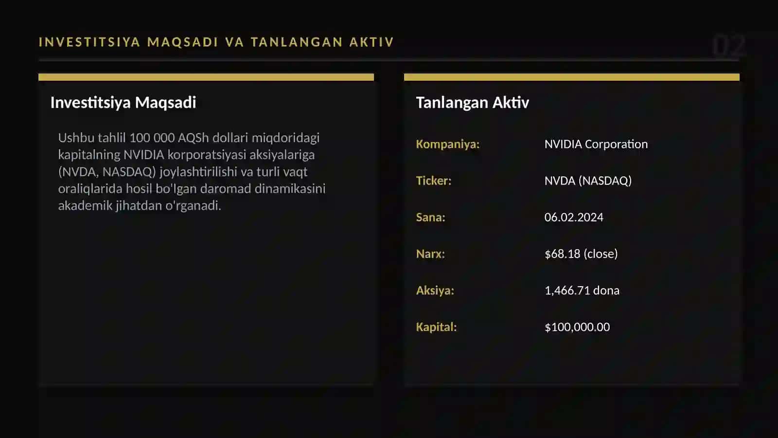 Aksiyasiga Investitsiya Tahlili 2