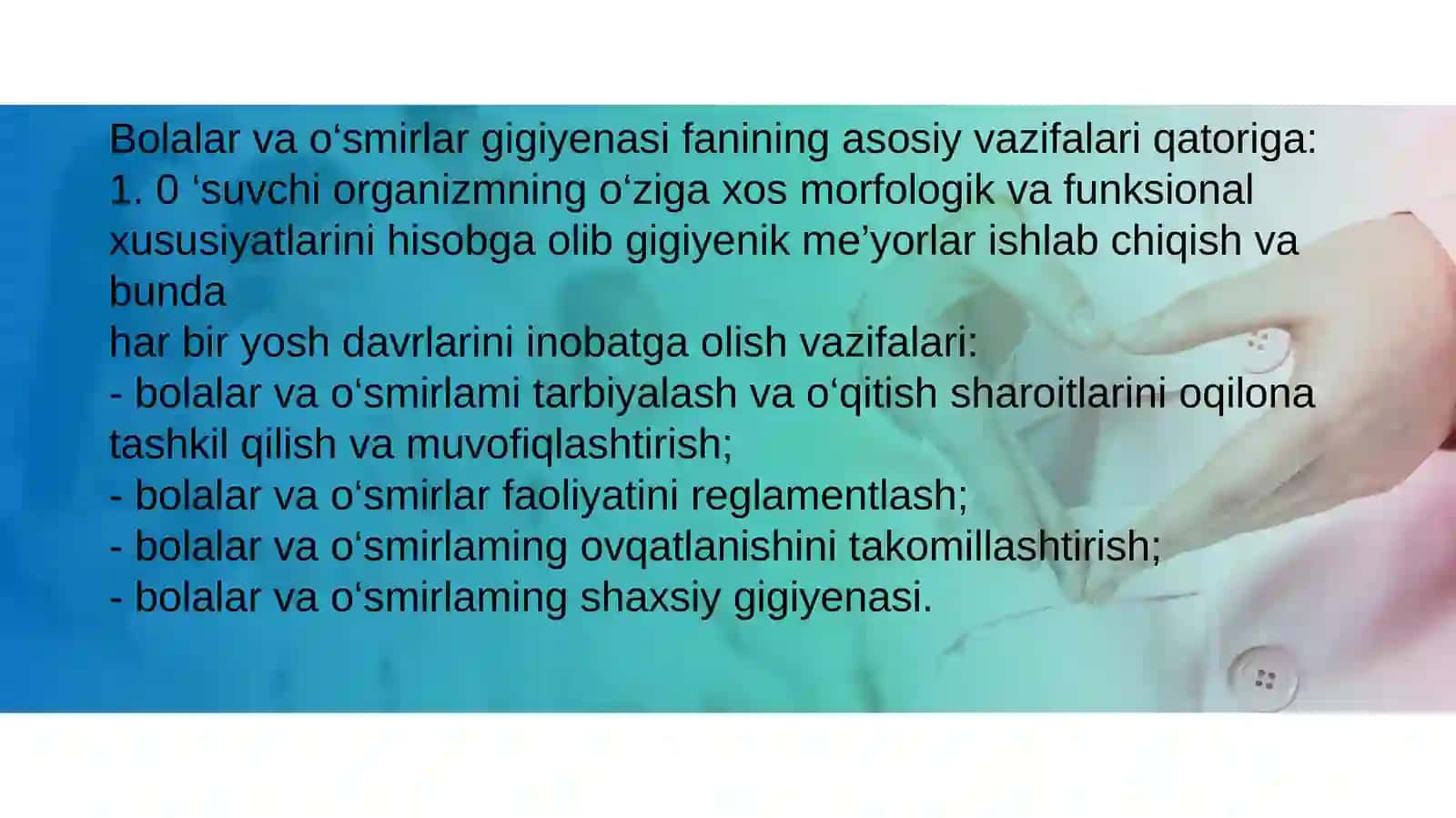 Gigiyena. Tibbiy ekologiya 2