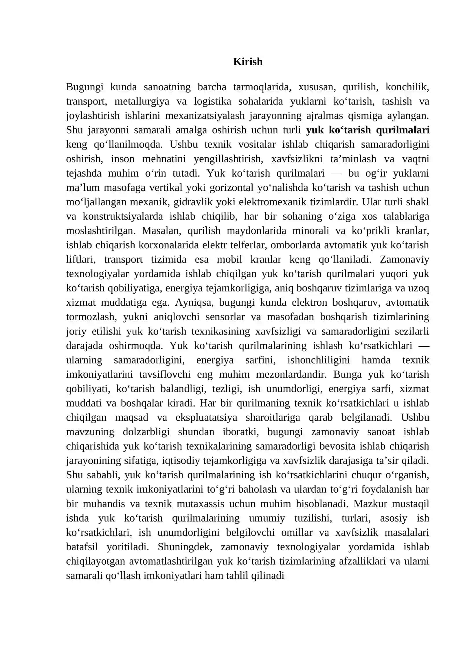 Yuk ko‘tarish qurilmalarining ish ko‘rsatkichi 2