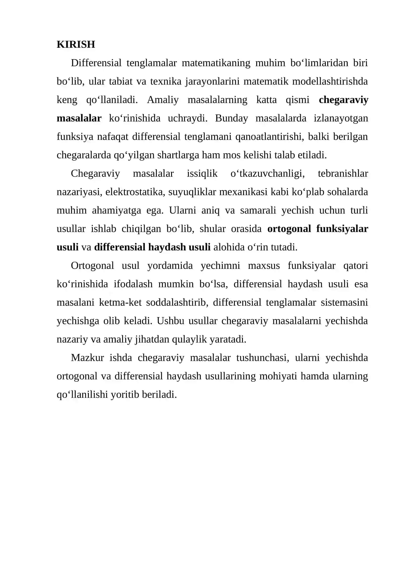 Chegaraviy masalani yechishning ortogonal va differensial haydash usuli 2