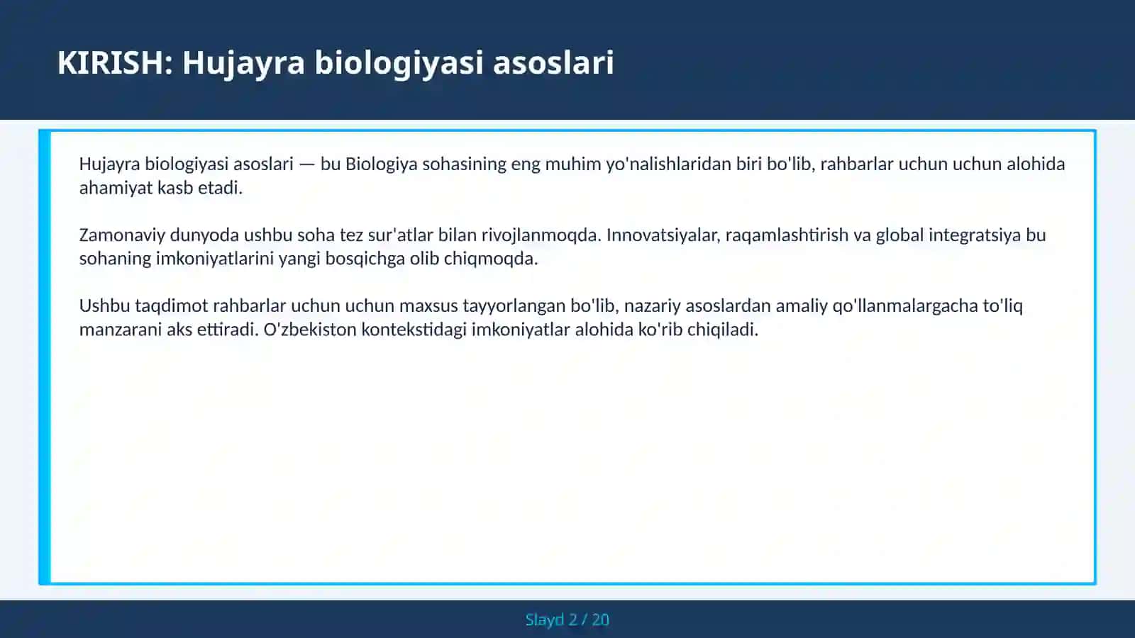 HUJAYRA BIOLOGIYASI ASOSLARI 2