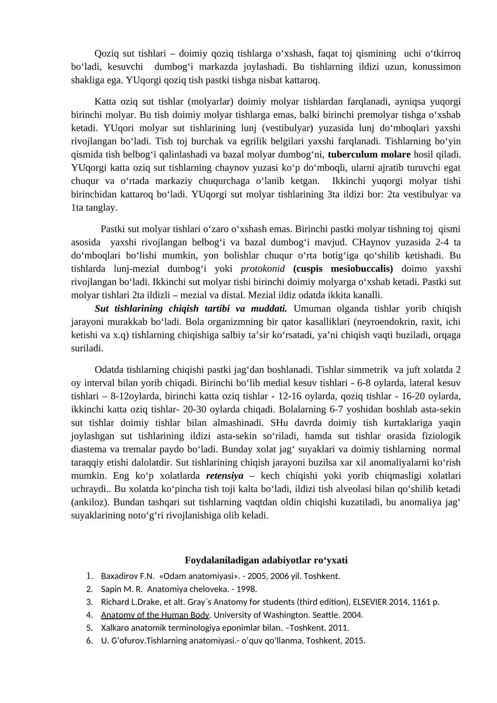 Sut tishlarning anatomiyasi 2