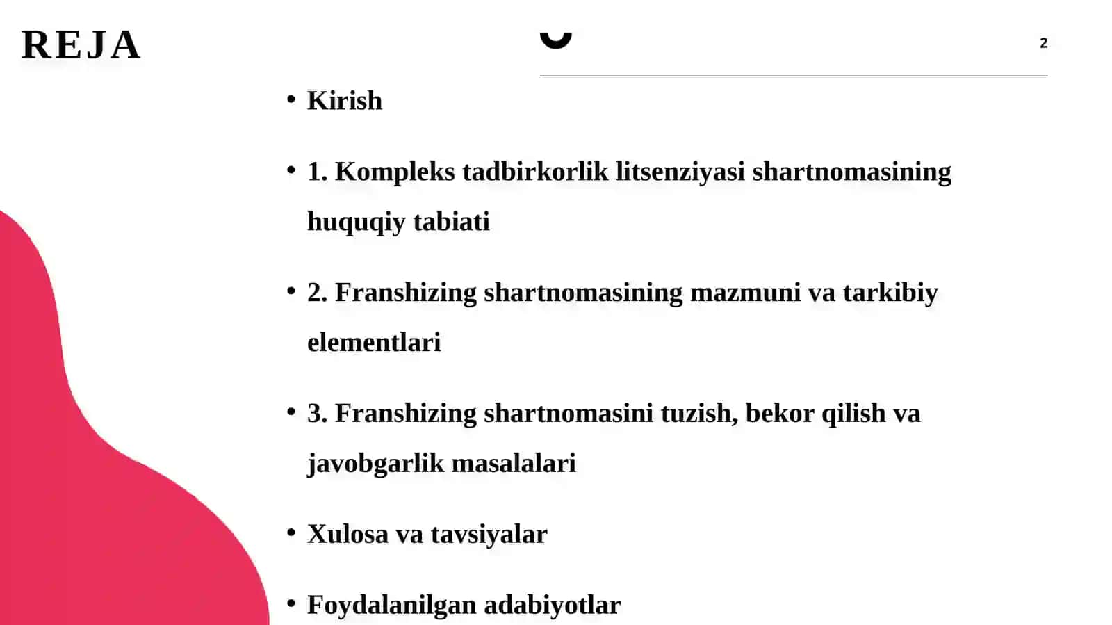 Kompleks tadbirdirlik litsenziyasi (franshizing) shartnomasi 2