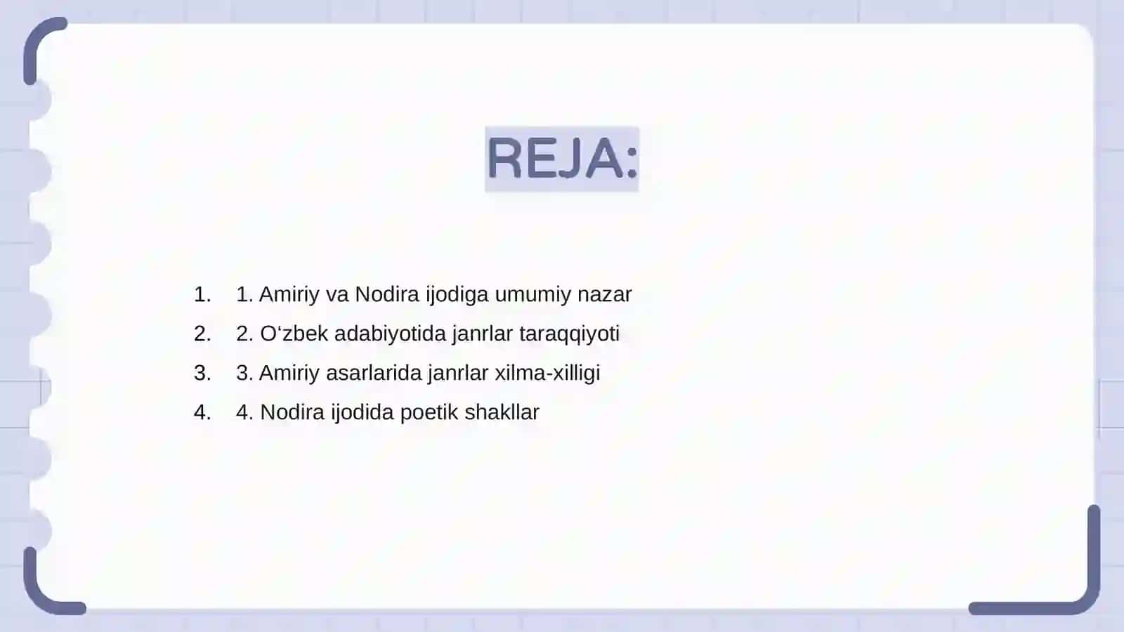 Amiriy va Nodira ijodida janrlar takomili 2