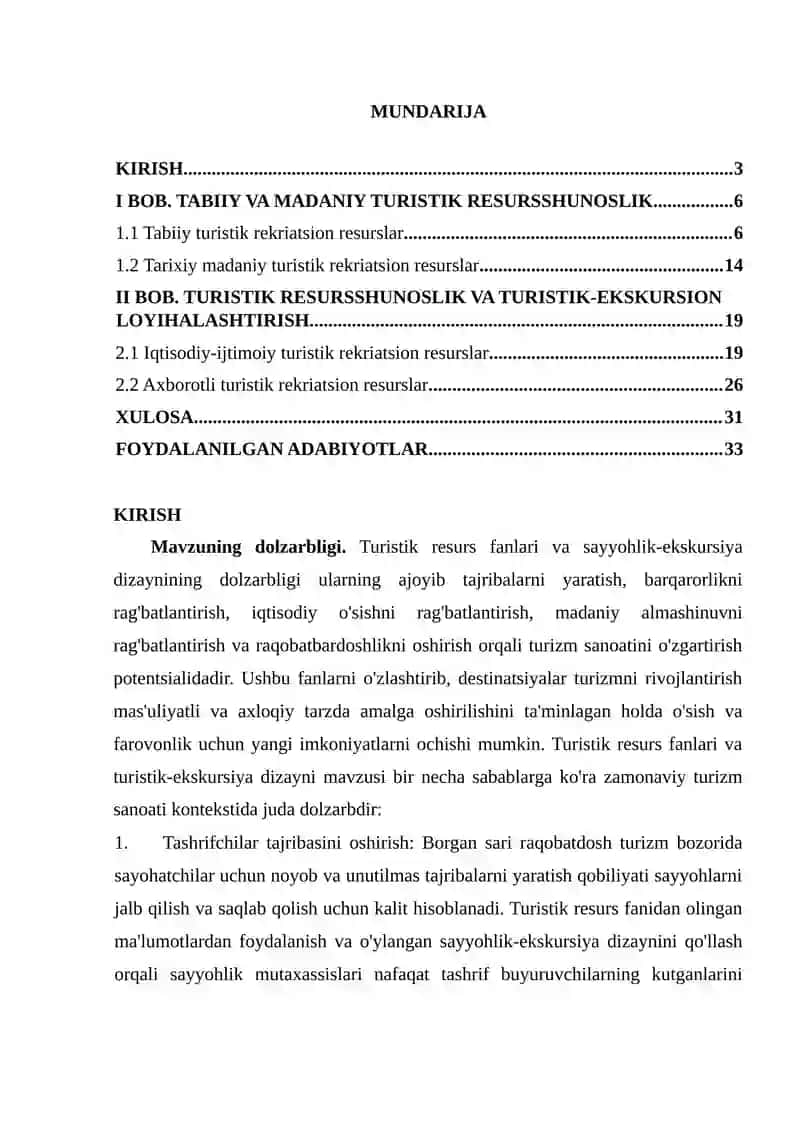 Tabiiy va madaniy turistik resursshunoslik 2