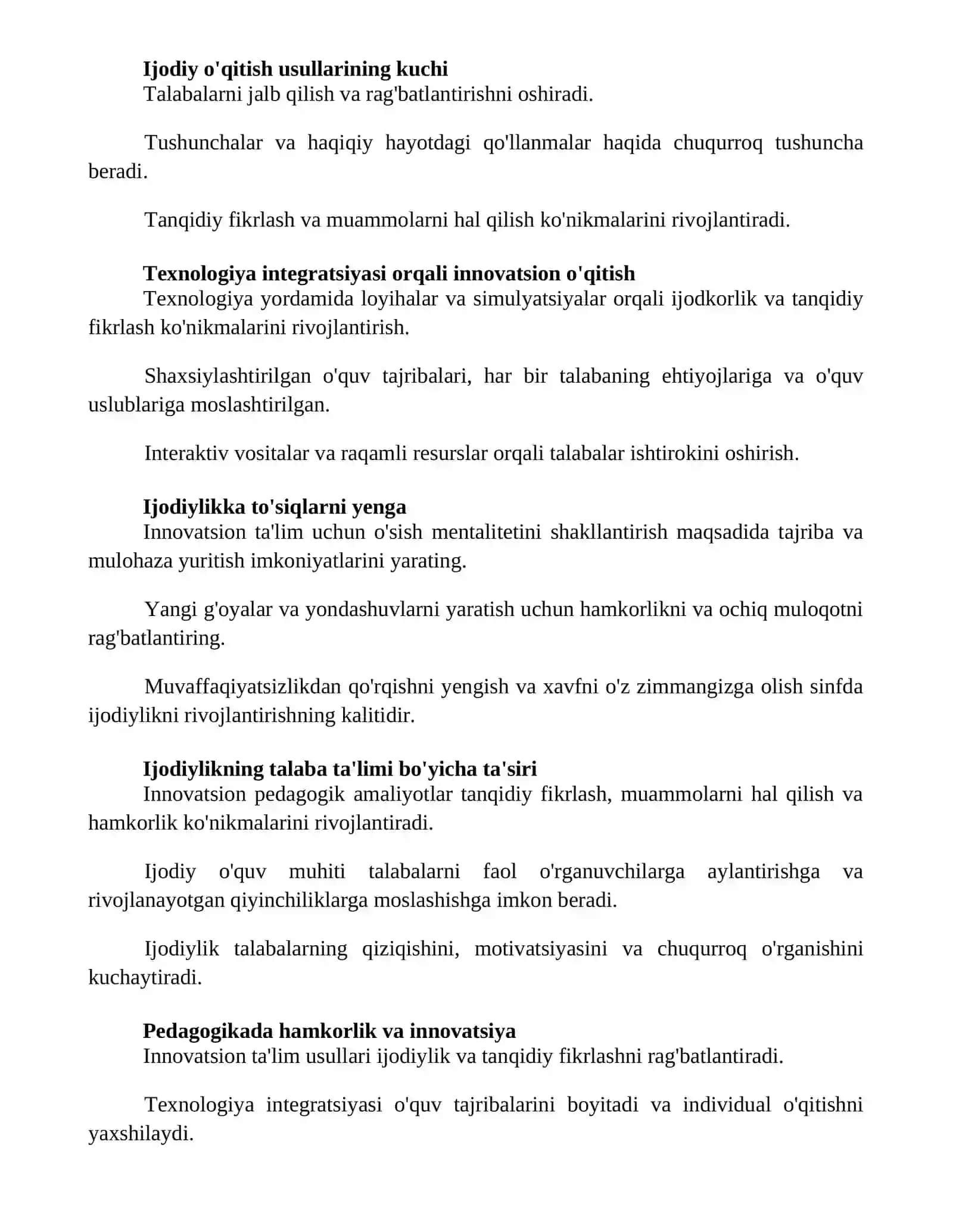 Pedagogik faoliyatda ijodiyot va innovatsiya 2