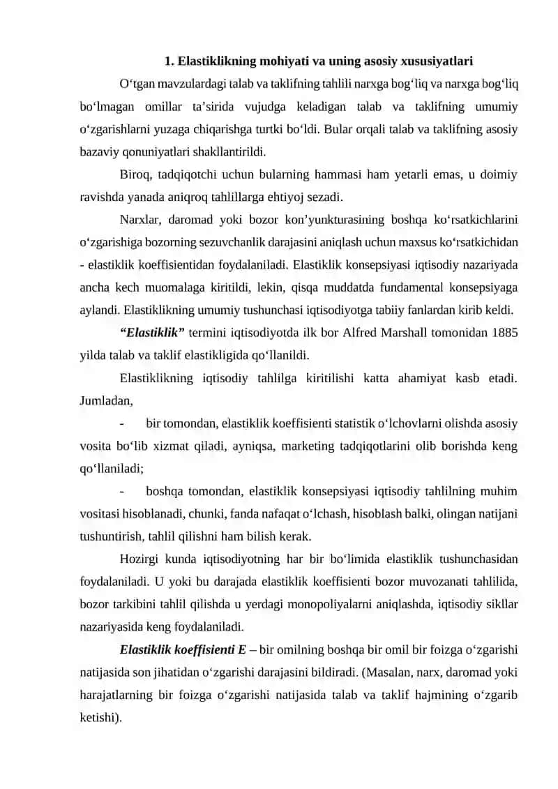 Talab va taklif elastikligi 2