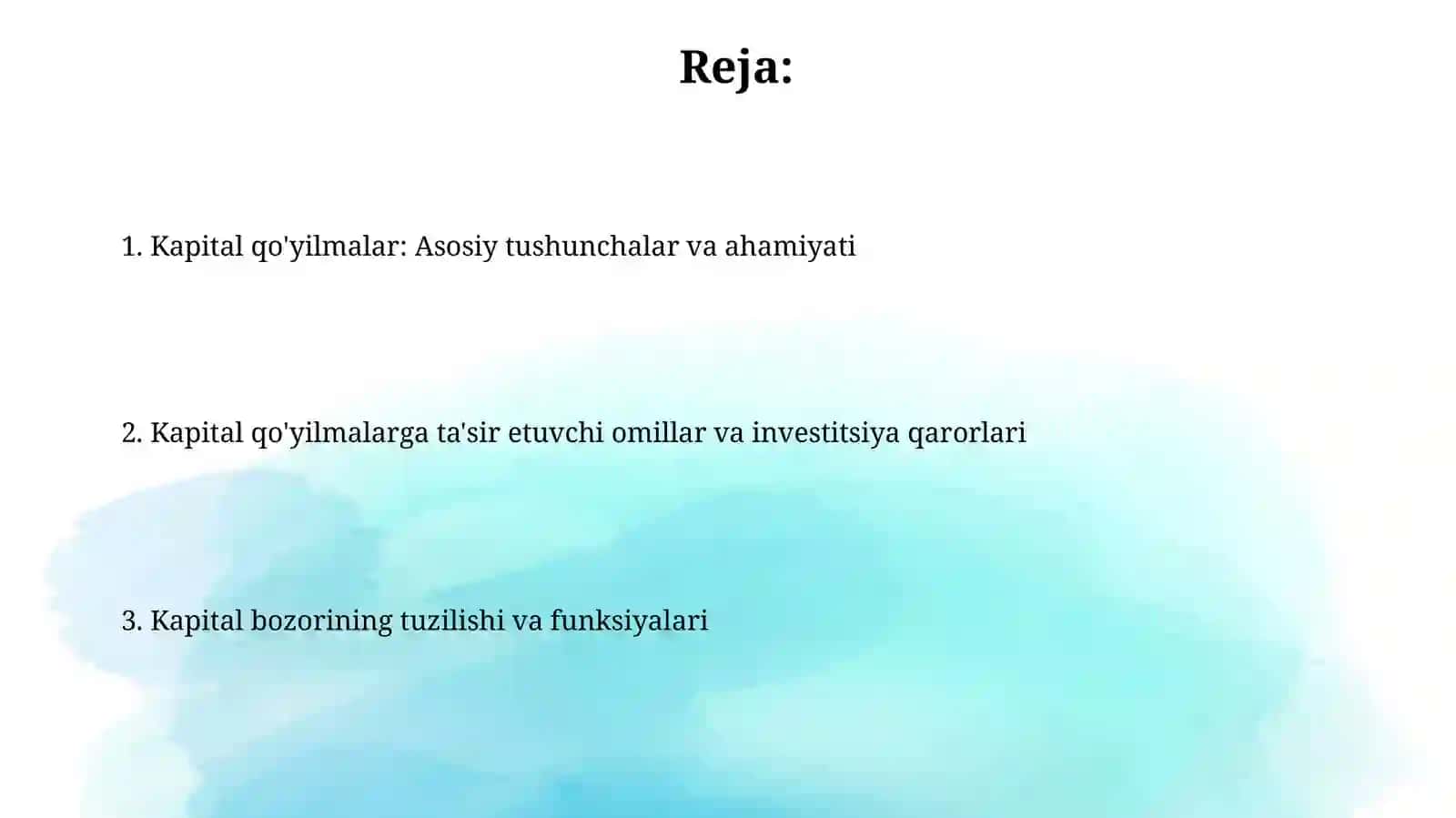 Kapital qo’yilmalar va kapital bozori 2