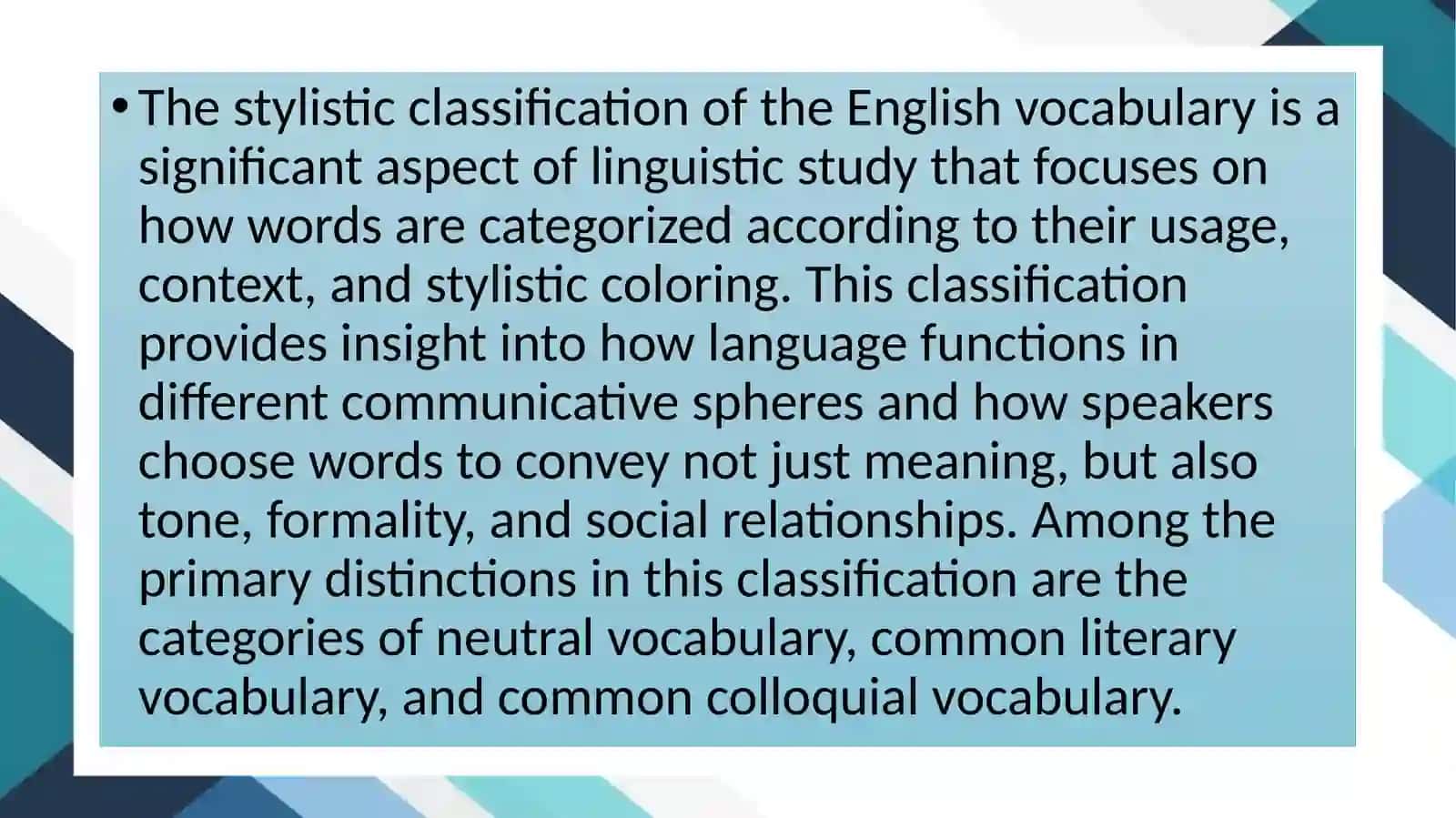 Stylistic classification of the English vocabulary 2
