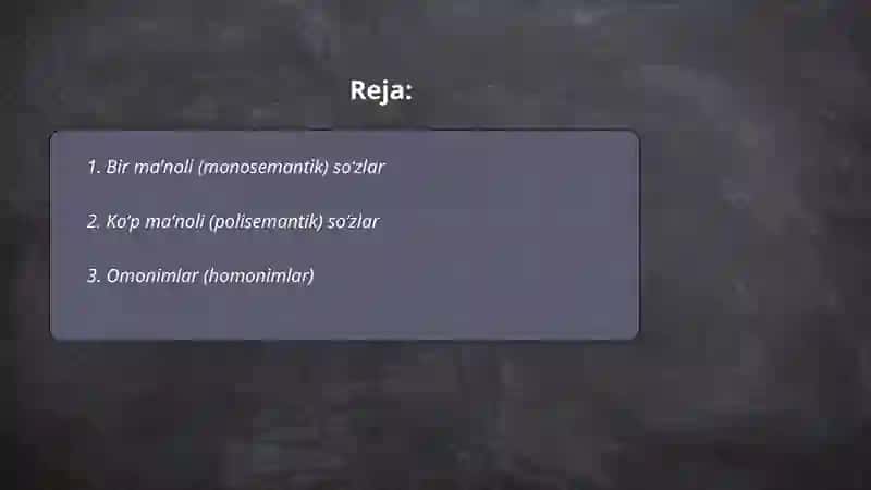 Bir maʼnoli (monosemantik) soʻzlar 2