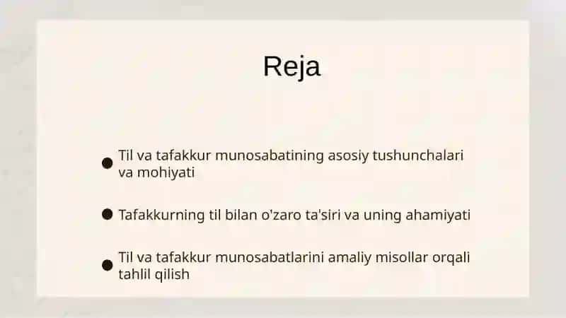 Til va tafakkur munosabati 2