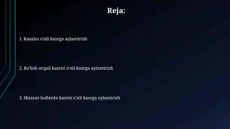 Kasrni o‘nli kasrga aylantirish 2