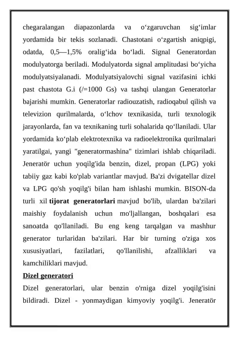 GENERATOR BLOGI TUZILISHI 2