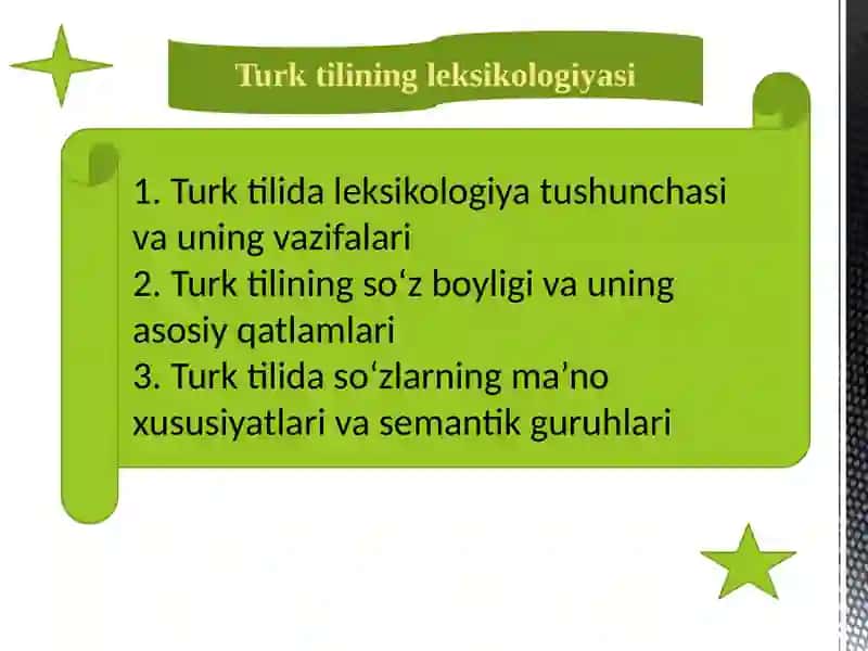 Turk tilida leksikologiyasi 2