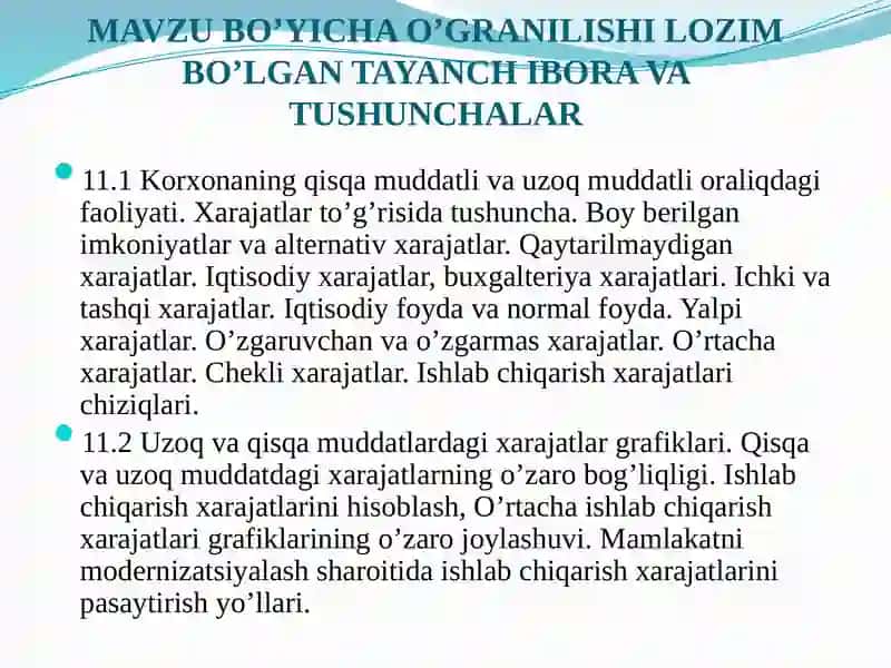 Ishlab chiqarish хarajatlari 2