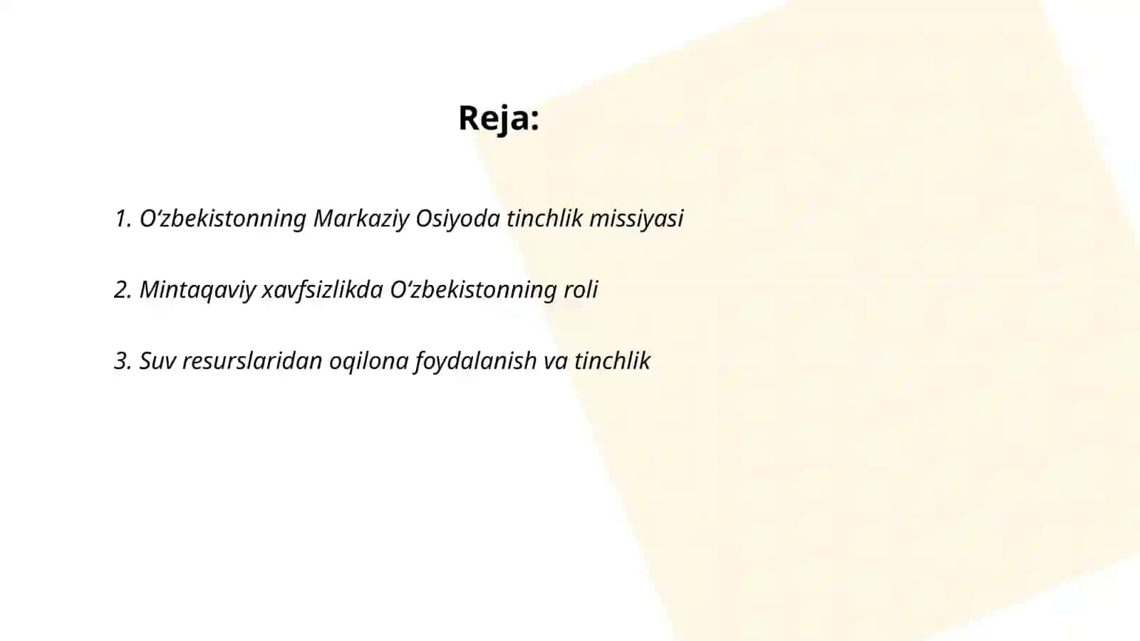 O‘zbekistonning Markaziy Osiyoda tinchlik missiyasi 2