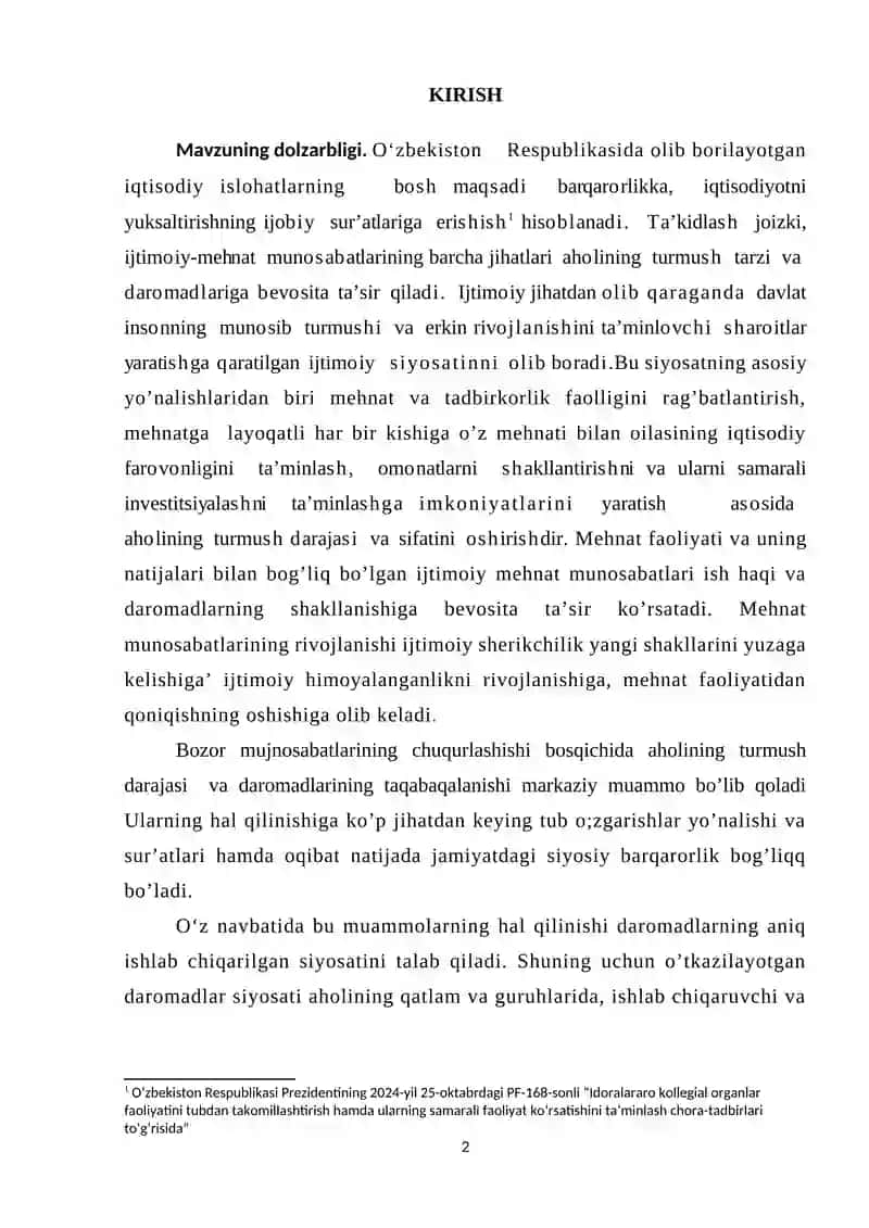 Aholi daromadlarini oshirish omillari va istemol savati 2