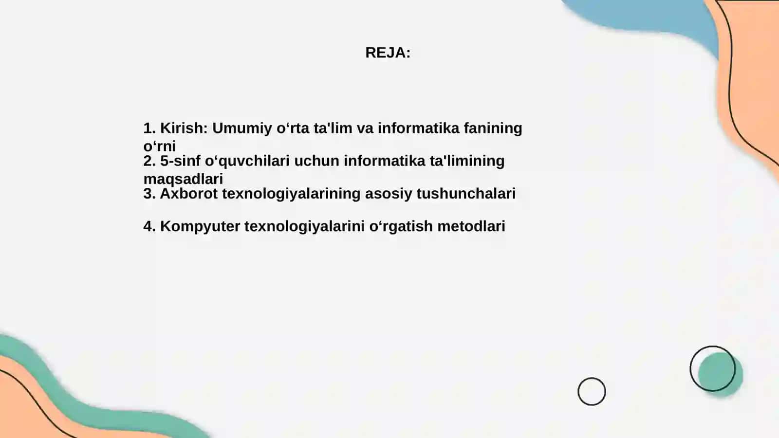 Informatika va Axborot Texnologiyalari fanining oʻqitishi 2