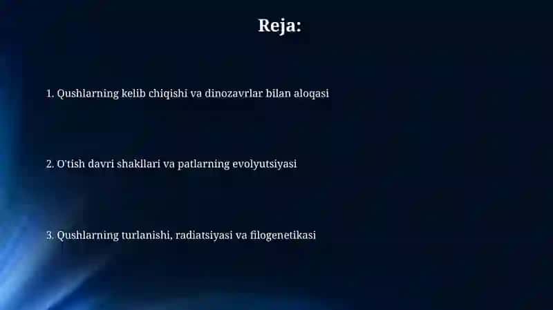 Qushlarning evolyutsiyasi va kelib chiqishi 2