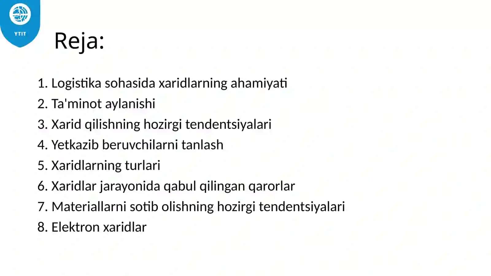 Ma’ruza9 - Ta’minot (Xaridqilish) 2