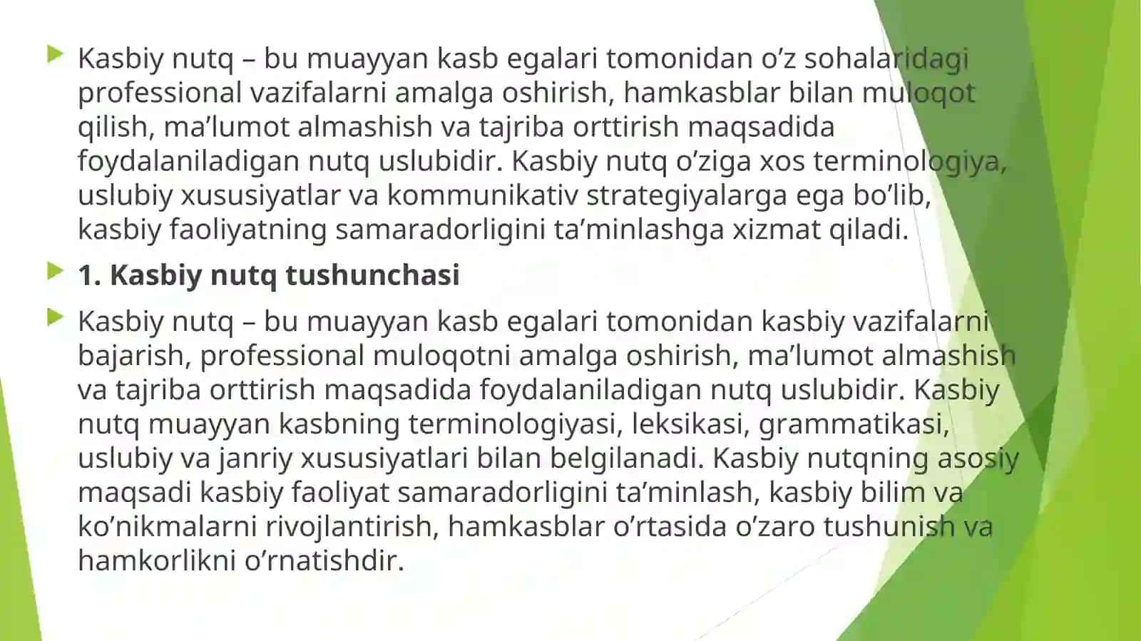 KASBIY NUTQNING XUSUSIYATLARI 2