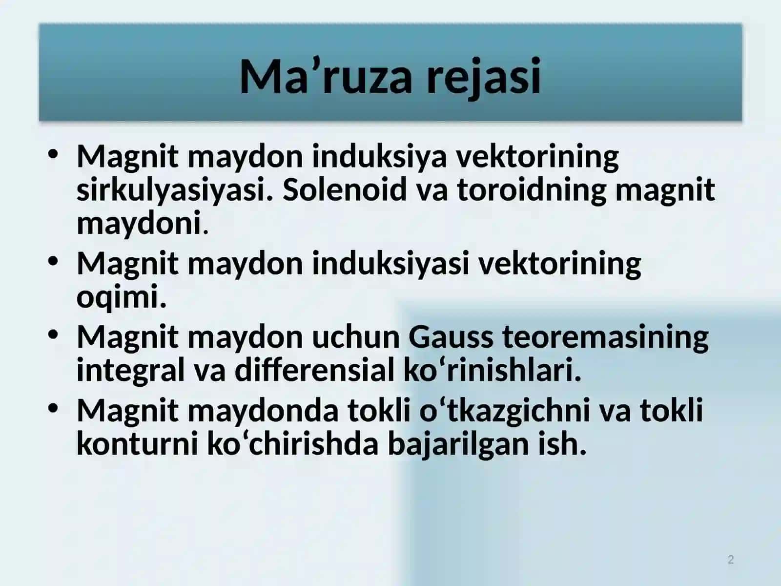 Magnit maydon induksiyasi vektorining oqimi 2