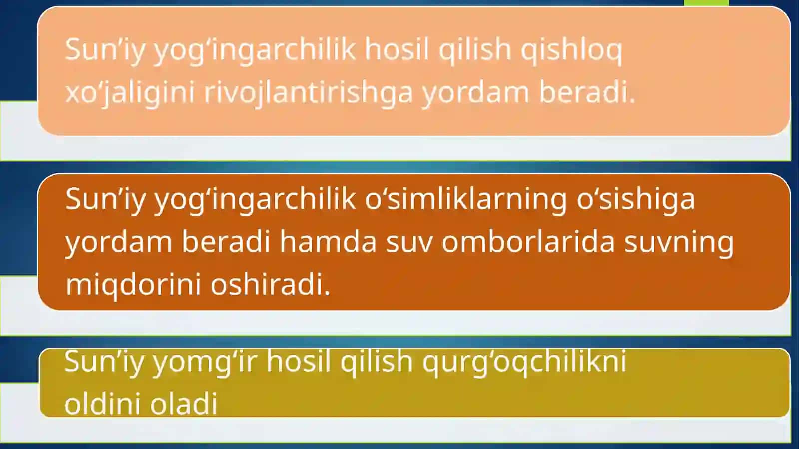 SUN’IY YOMG‘IR HOSIL QILISH 2