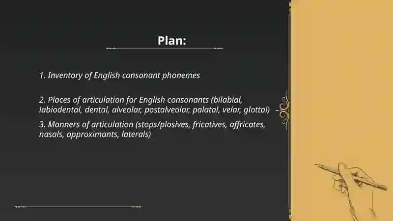 Inventory of English consonant phonemes 2