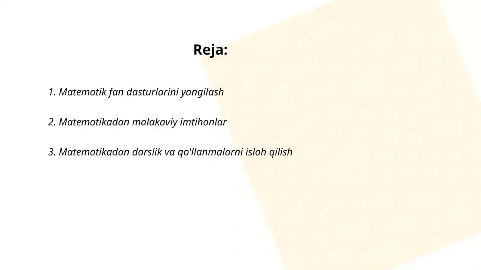 Matematik taʼlim islohotlari 2