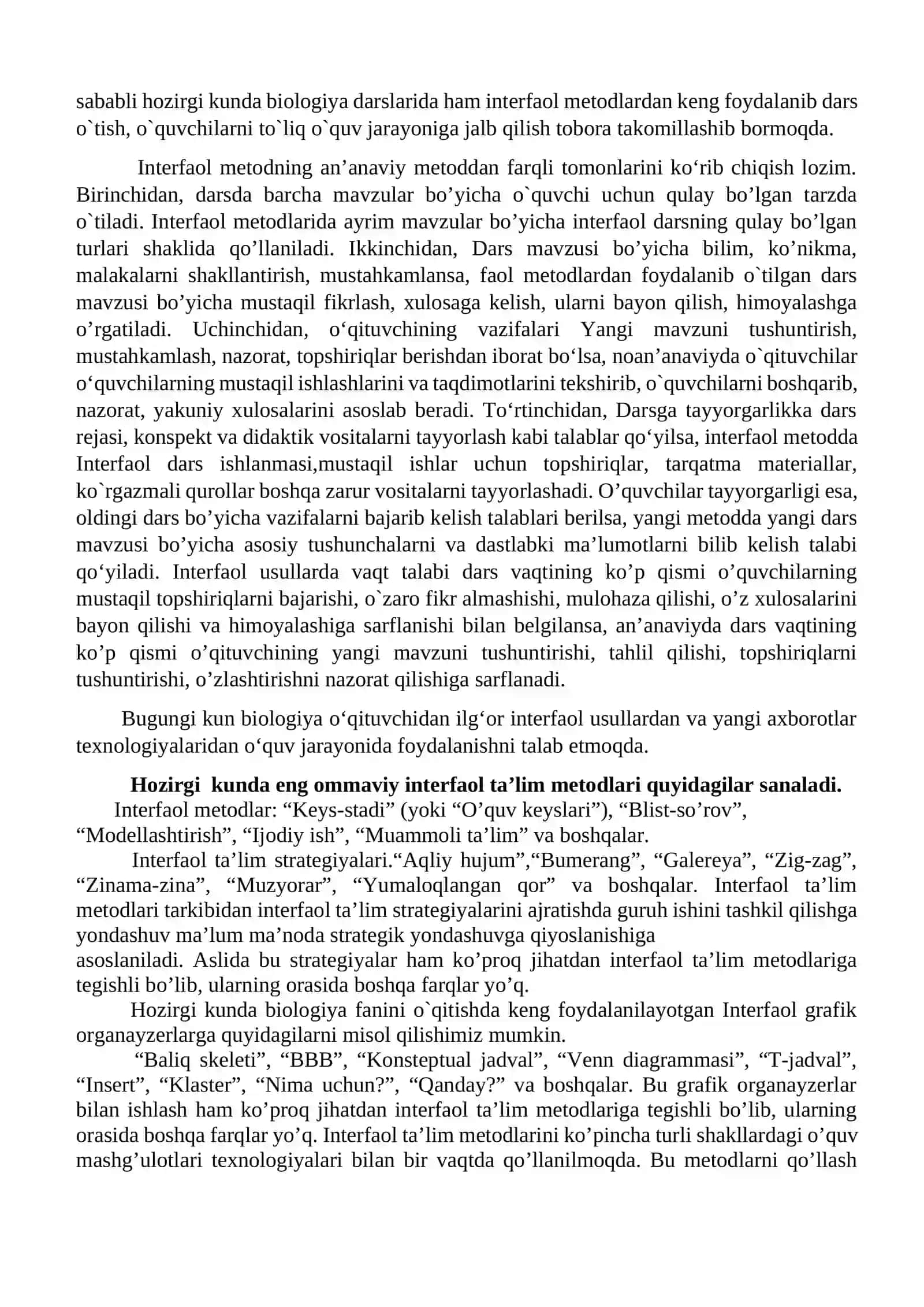 BIOLOGIYANI O'QITISHDA INTERFAOL METODLARDAN FOYDALANISHNING AHAMIYATI 2